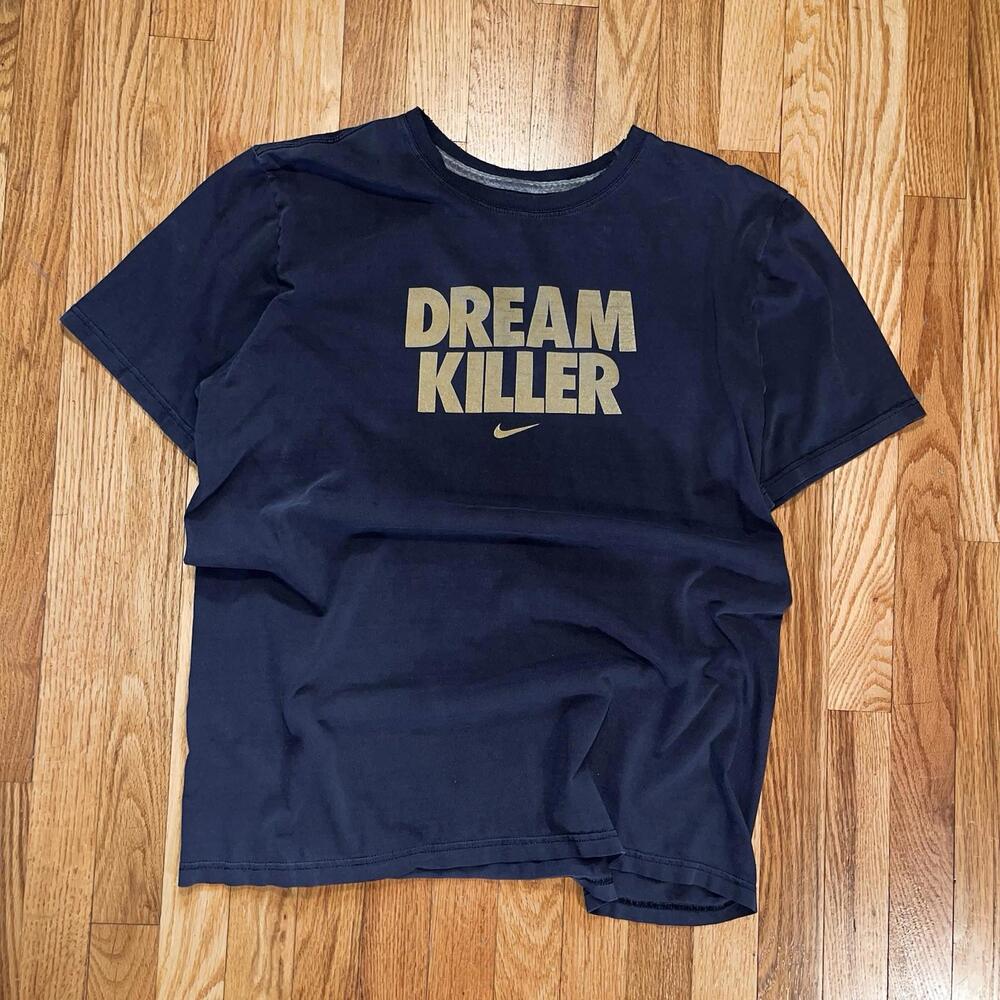 y2k Nike DREAM KILLER Tee athletic Department Metallic Gold T Shirt Swoosh XL